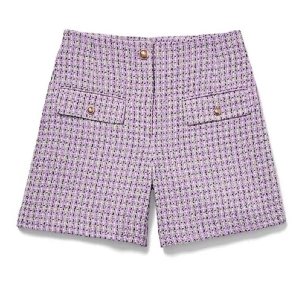 Elegant Lavender Tweed Women's Shorts